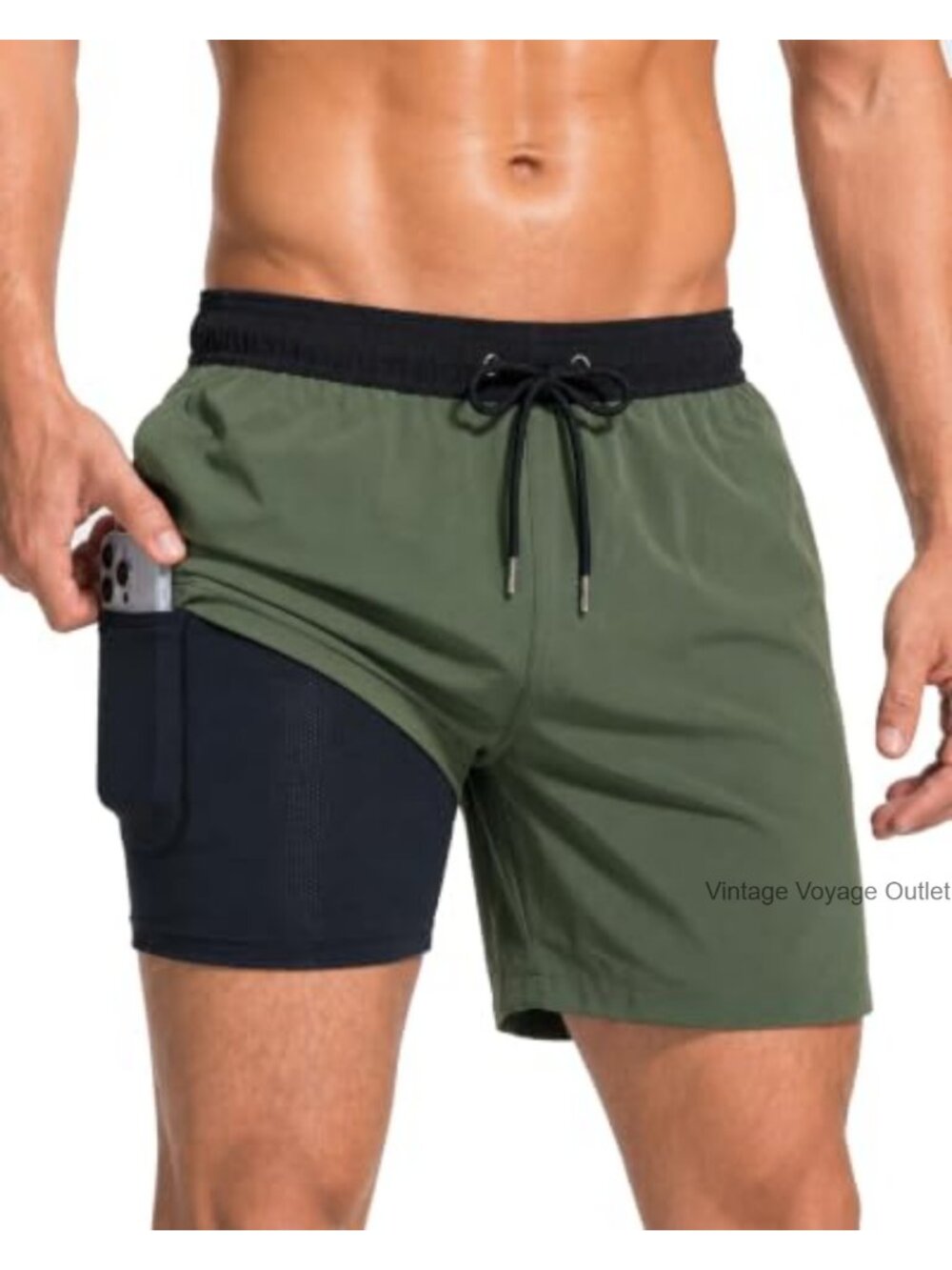 Men's Quick Dry Board Shorts Swim Trunks 2-in-1 with Compression Mesh Lining 5"